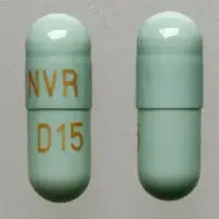 Focalin xr (Dexmethylphenidate [ dex-meth-il-fen-i-date ])-NVR D15-15 mg-Green-Capsule-shape