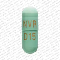 Focalin xr (Dexmethylphenidate [ dex-meth-il-fen-i-date ])-NVR D15-15 mg-Green-Capsule-shape