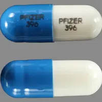 Geodon (Ziprasidone [ zi-pray-si-done ])-PFIZER 396 PFIZER 396-20 mg-Blue & White-Capsule-shape