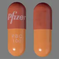 Ibrance (Palbociclib [ pal-boe-sye-klib ])-Pfizer PBC 100-100 mg-Tan / Orange-Capsule-shape