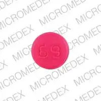 Indapamide (Indapamide [ in-dap-a-mide ])-M 69-1.25 mg-Pink-Round