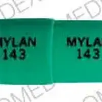 Indomethacin (Indomethacin [ in-doe-meth-a-sin ])-MYLAN 143 MYLAN 143-25 mg-Green-Capsule-shape