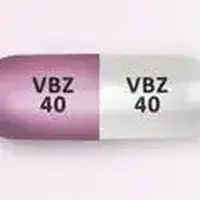 Ingrezza (Valbenazine [ val-ben-a-zeen ])-VBZ 40 VBZ 40-40 mg-Purple / White-Capsule-shape