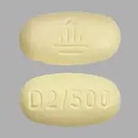 Jentadueto (Linagliptin and metformin [ lin-a-glip-tin-and-met-for-min ])-D2/500 Logo-linagliptin 2.5 mg / metformin hydrochloride 500 mg-Yellow-Oval