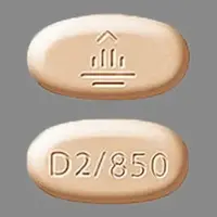 Jentadueto (Linagliptin and metformin [ lin-a-glip-tin-and-met-for-min ])-D2/850 Logo-linagliptin 2.5 mg / metformin hydrochloride 850 mg-Orange-Oval