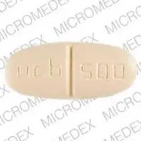 Keppra (Levetiracetam (oral/injection) [ lee-ve-tye-ra-se-tam ])-ucb 500-500 mg-Yellow-Oval