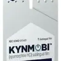 Kynmobi ( apomorphine hydrochloride)-15-15 mg sublingual film-Blue-Rectangle