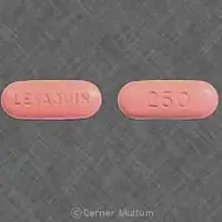 Levaquin (Levofloxacin (oral) [ lee-voe-flox-a-sin ])-LEVAQUIN 250-250 mg-Pink-Oval