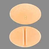 Medrol (Methylprednisolone (oral) [ meth-il-pred-nis-oh-lone ])-MEDROL 8-8 mg-Peach-Oval