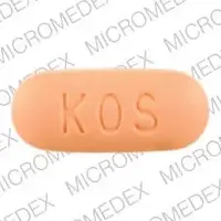 Niaspan er (Niacin (nicotinic acid) [ nye-a-sin ])-KOS 500-500 mg-Orange-Capsule-shape