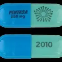 Pentasa (Mesalamine (oral) [ me-sal-a-meen ])-PENTASA 250 mg Logo 2010-250 mg-Blue / Green-Capsule-shape