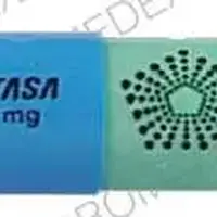 Pentasa (Mesalamine (oral) [ me-sal-a-meen ])-PENTASA 250 mg Logo Logo 2010-250 mg-Blue & Green-Capsule-shape