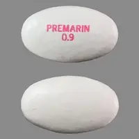 Premarin (Conjugated estrogens (oral) [ kon-joo-gay-ted-es-troe-jenz ])-PREMARIN 0.9-0.9 mg-White-Oval