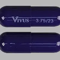 Qsymia (Phentermine and topiramate [ fen-ter-meen-and-toe-pir-a-mate ])-VIVUS 3.75/23-phentermine hydrochloride 3.75 mg (base) / topiramate extended-release 23 mg-Purple-Capsule-shape