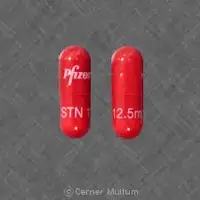 Sutent (Sunitinib [ soo-nit-in-ib ])-Pfizer STN 12.5 mg-12.5 mg-Orange-Capsule-shape