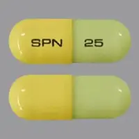 Trokendi xr (Topiramate [ toe-pyre-a-mate ])-SPN 25-25 mg-Green & Yellow-Capsule-shape