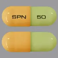 Trokendi xr (Topiramate [ toe-pyre-a-mate ])-SPN 50-50 mg-Green & Orange-Capsule-shape