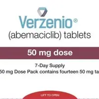 Verzenio (Abemaciclib [ a-bem-a-sye-klib ])-Lilly 50-50 mg-Beige-Oval