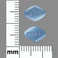 Viagra (Sildenafil (oral) [ sil-den-a-fil ])-Pfizer VGR 25-25 mg-Blue-Four-sided