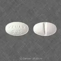 Xanax (Alprazolam [ al-pray-zoe-lam ])-XANAX 0.25-0.25 mg-White-Oval