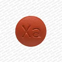 Xarelto starter pack (Rivaroxaban [ riv-a-rox-a-ban ])-Logo 15 Xa-15 mg-Red-Round