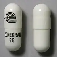 Zonegran (Zonisamide [ zoe-nis-a-mide ])-LOGO ZONEGRAN 25-25 mg-White-Capsule-shape