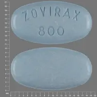 Zovirax (Acyclovir (oral) [ a-sye-klo-veer ])-ZOVIRAX 800-800 mg-Purple-Oval