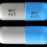 Ampicillin (Ampicillin (oral) [ am-pi-sil-in ])-WC 402 WC 402-250 mg-Blue & Gray-Capsule-shape