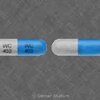 Ampicillin (Ampicillin (oral) [ am-pi-sil-in ])-WC 402 WC 402-250 mg-Blue & Gray-Capsule-shape