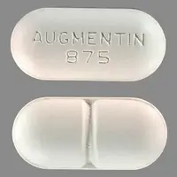 Augmentin (Amoxicillin and clavulanate potassium [ am-ok-i-sil-in-klav-ue-lan-ate-poe-tas-ee-um ])-AUGMENTIN 875-875 mg / 125 mg-White-Oval