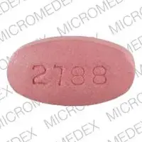 Avalide (Hydrochlorothiazide and irbesartan [ hye-droe-klor-oh-thye-a-zide-and-ir-be-sar-tan ])-2788 Heart logo-25 mg / 300 mg-Pink-Oval