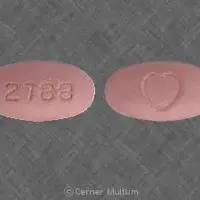 Avalide (Hydrochlorothiazide and irbesartan [ hye-droe-klor-oh-thye-a-zide-and-ir-be-sar-tan ])-2788 Heart logo-25 mg / 300 mg-Pink-Oval