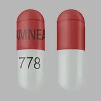 Budesonide (systemic, oral inhalation) (monograph) (Entocort ec)-AMNEAL 778-3 mg-Maroon / Gray-Capsule-shape