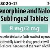 Buprenorphine and naloxone (oral/sublingual) (Buprenorphine and naloxone (oral/sublingual) [ bue-pre-nor-feen-and-nal-ox-one ])-M 8N-8 mg (base) / 2 mg (base)-Orange-Six-sided