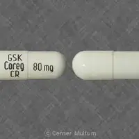 Coreg cr (Carvedilol [ kar-ve-dil-ole ])-GSK COREG CR 80 mg-80 mg-White-Capsule-shape