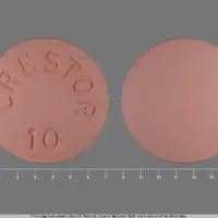 Crestor (Rosuvastatin [ roe-soo-va-sta-tin ])-CRESTOR 10-10 mg-Pink-Round