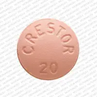 Crestor (Rosuvastatin [ roe-soo-va-sta-tin ])-CRESTOR 20-20 mg-Pink-Round