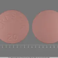 Crestor (Rosuvastatin [ roe-soo-va-sta-tin ])-CRESTOR 20-20 mg-Pink-Round