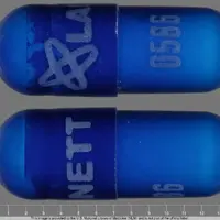 Dicyclomine (Dicyclomine (oral/injection) [ dye-sye-kloe-meen ])-Logo LANNETT 0586-10 mg-Blue-Capsule-shape