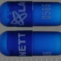 Dicyclomine (Dicyclomine (oral/injection) [ dye-sye-kloe-meen ])-Logo LANNETT 0586-10 mg-Blue-Capsule-shape