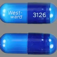 Dicyclomine (Dicyclomine (oral/injection) [ dye-sye-kloe-meen ])-West-ward 3126-10 mg-Blue-Capsule-shape