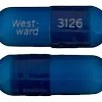 Dicyclomine (Dicyclomine (oral/injection) [ dye-sye-kloe-meen ])-West-ward 3126-10 mg-Blue-Capsule-shape