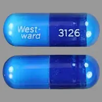 Dicyclomine (Dicyclomine (oral/injection) [ dye-sye-kloe-meen ])-West-ward 3126-10 mg-Blue-Capsule-shape