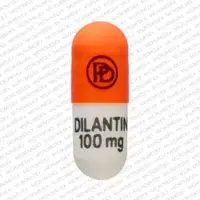 Dilantin (Phenytoin (oral) [ fen-i-toyn ])-PD DILANTIN 100 mg-100 mg-Orange & White-Capsule-shape