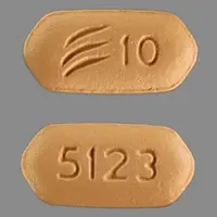 Effient (Prasugrel [ pra-soo-grel ])-5123 Logo 10-10 mg-Beige-Six-sided