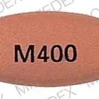 Erythromycin (Erythromycin (oral/injection) [ er-ith-roe-mye-sin ])-M400-400 mg-Orange-Oval
