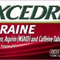 Excedrin migraine (Acetaminophen, aspirin, and caffeine [ ah-seet-a-min-oh-fen, asp-i-rin, and-kaf-een ])-Ex-acetaminophen 250 mg / aspirin 250 mg / caffeine 65 mg-White-Capsule-shape