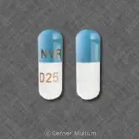 Focalin xr (Dexmethylphenidate [ dex-meth-il-fen-i-date ])-NVR D25-25 mg-Blue & White-Capsule-shape