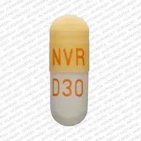 Focalin xr (Dexmethylphenidate [ dex-meth-il-fen-i-date ])-NVR D30-30 mg-Beige / White-Capsule-shape