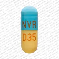 Focalin xr (Dexmethylphenidate [ dex-meth-il-fen-i-date ])-NVR D35-35 mg-Blue & Brown-Capsule-shape